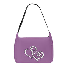 Load image into Gallery viewer, Ti Amo I love you - Exclusive Brand - Metallic Purple - Double White Heart - Journey Computer Shoulder Bag
