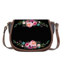 Load image into Gallery viewer, Ti Amo I love you - Exclusive Brand - Black  - Pink Floral - Saddle Bag
