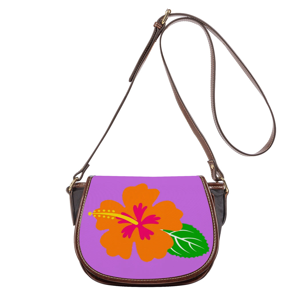 Ti Amo I love you - Exclusive Brand - Lavender  - Hawaiian Flower - Saddle Bag