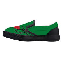 Load image into Gallery viewer, Ti Amo I love you - Exclusive Brand  - Fun Green - Skeleton Hands with Heart - Kids Slip-on shoes - Black Soles
