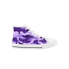 Load image into Gallery viewer, Ti Amo I love you - Exclusive Brand  - Minsk, Grape 2,  Mauve 2, Fushia Blue &amp; Jacarta Camouflage - Kids High Top Canvas Shoes
