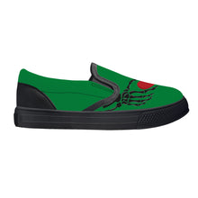 Load image into Gallery viewer, Ti Amo I love you - Exclusive Brand  - Fun Green - Skeleton Hands with Heart - Kids Slip-on shoes - Black Soles
