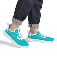 Load image into Gallery viewer, Ti Amo I love you - Exclusive Brand  - Vivid Cyan (Robin&#39;s Egg Blue)-  Double Heart - Womens Mesh Knit Shoes - White Soles
