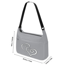 Load image into Gallery viewer, Ti Amo I love you - Exclusive Brand - Metallic Silver - Double White Heart - Journey Computer Shoulder Bag
