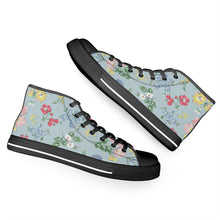 Load image into Gallery viewer, Ti Amo I love you - Exclusive Brand - Jungle Mist with Flowers - High-Top Canvas Shoes - Black
