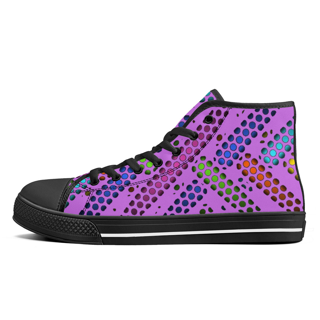 Ti Amo I love you - Exclusive Brand - Lavender - Deco Dots - High-Top Canvas Shoes - Black Soles