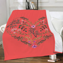 Load image into Gallery viewer, Ti Amo I love you - Persimmon - Floral Heart - Micro Fleece Blankets
