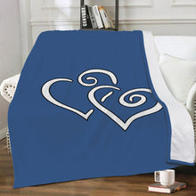 Load image into Gallery viewer, Ti Amo I love you - Exclusive Brand  - Chambray 2 - Double White Heart - Micro Fleece Blankets
