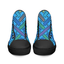 Load image into Gallery viewer, Ti Amo I love you - Exclusive Brand - Medium Cyan Blue - Deco Dots - High-Top Canvas Shoes - Black Soles
