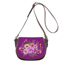 Load image into Gallery viewer, Ti Amo I love you - Exclusive Brand - Plum - Floral Bouquet - Saddle Bag
