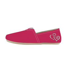 Load image into Gallery viewer, Ti Amo I love you - Exclusive Brand - Cerise Red 2 - Double White Heart - Casual Flat Driving Shoe
