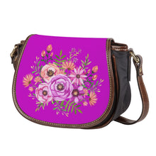 Load image into Gallery viewer, Ti Amo I love you - Exclusive Brand - Antique Fushia - Floral Bouquet - Saddle Bag
