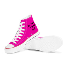 Load image into Gallery viewer, Ti Amo I love you - Exclusive Brand - Hollywood Cerise - Lettering - High Top Canvas Shoes - White Soles
