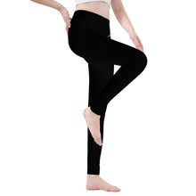 Load image into Gallery viewer, Ti Amo I love you - Exclusive Brand  - Vantablack -  White Daisy -  Yoga Leggings
