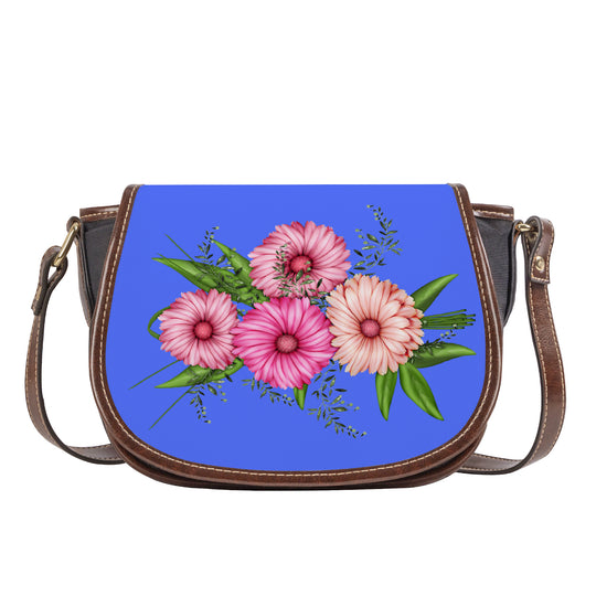 Ti Amo I love you - Exclusive Brand - Neon Blue - Pink Floral - Saddle Bag