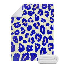 Load image into Gallery viewer, Ti Amo I love you - Exclusive Brand  - Hint of Yellow &amp; Dark Blue Animal Pattern - Micro Fleece Blankets
