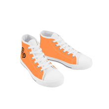 Load image into Gallery viewer, Ti Amo I love you - Exclusive Brand - Coral- Double Black Heart - Kids High Top Canvas Shoes
