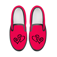 Load image into Gallery viewer, Ti Amo I love you - Exclusive Brand  - Frolly - Double Black Heart - Kids Slip-on shoes - Black Soles
