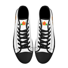 Load image into Gallery viewer, Ti Amo I love you - Exclusive Brand - White -  Hawaiian Flower - High-Top Canvas Shoes - Black Soles
