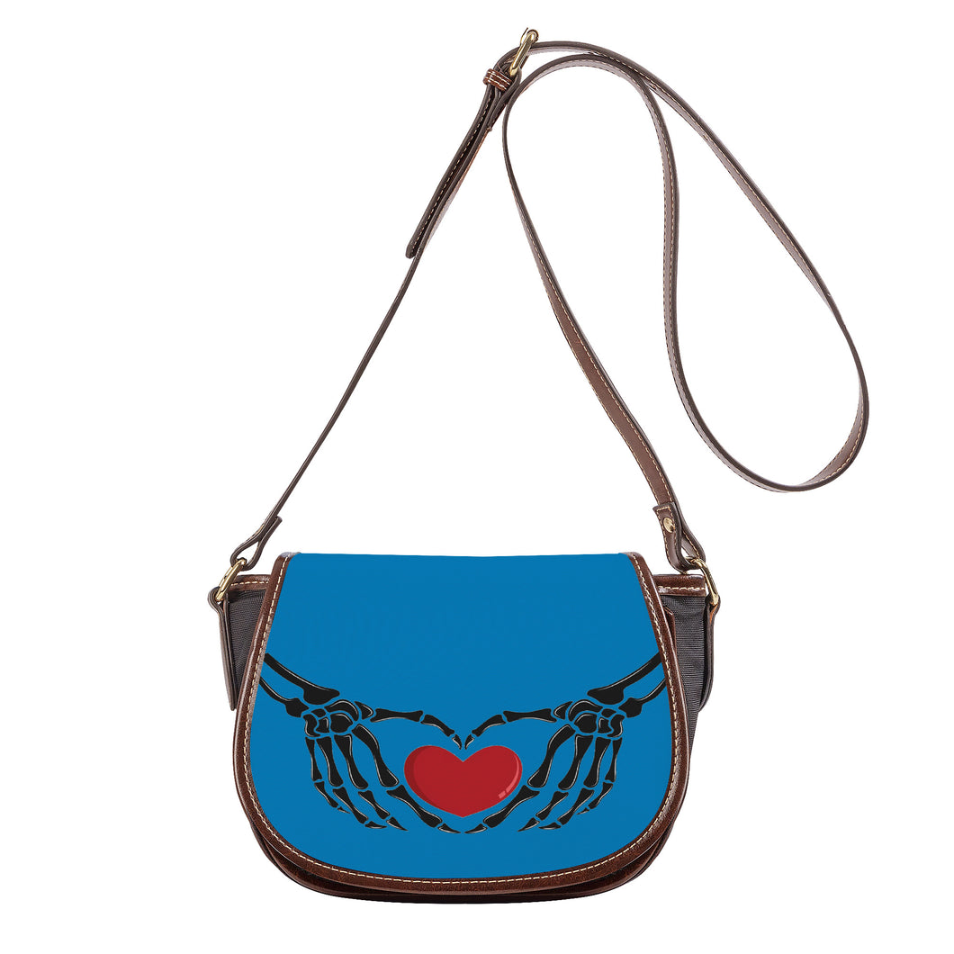 Ti Amo I love you - Exclusive Brand  - Lochmara - Skeleton Hands with Heart - Saddle Bag