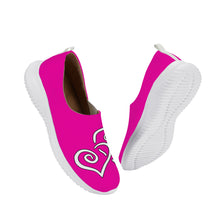 Load image into Gallery viewer, Ti Amo I love you - Exclusive Brand  - Hollywood Cerise - Double White Heart - Women&#39;s Casual Slip On Shoe
