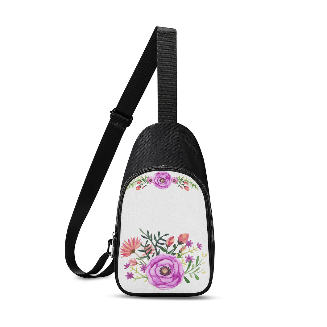 Ti Amo I love you - Exclusive Brand - White - Floral - Womens Chest Bag