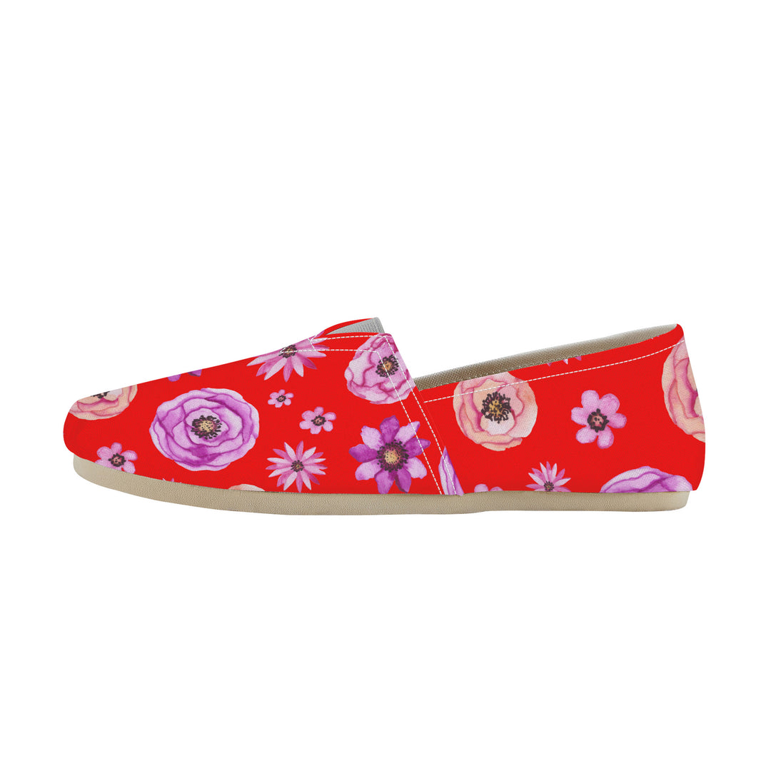 Ti Amo I love you - Exclusive Brand  -Red with Flowers - Casual Flat Driving Shoe