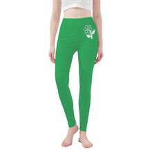 Load image into Gallery viewer, Ti Amo I love you - Exclusive Brand  - Asada Green - White Daisy -  Yoga Leggings
