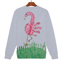 Load image into Gallery viewer, Ti Amo I love you - Exclusive Brand - Ghost  with Amazon Grass &amp; Cranberry  - Child&#39;s Drawing of Flamingo - Women&#39;s Sweatshirt
