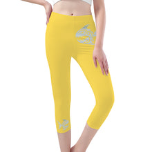 Load image into Gallery viewer, Ti Amo I love you - Exclusive Brand - Mustard Yellow - Angry Fish - Capri Yoga Leggings - Sizes XS-3XL
