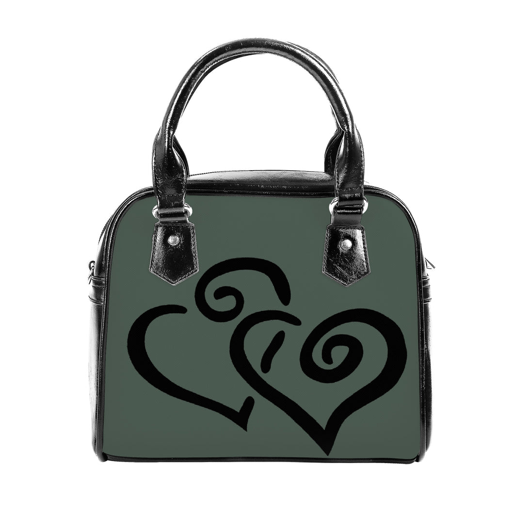 Ti Amo I love you - Exclusive Brand - Feldgrau - Double Black Heart -  Shoulder Handbag