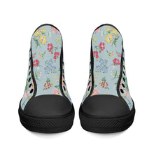 Load image into Gallery viewer, Ti Amo I love you - Exclusive Brand - Jungle Mist with Flowers - High-Top Canvas Shoes - Black
