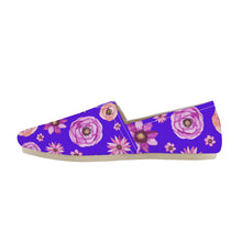 Load image into Gallery viewer, Ti Amo I love you  - Exclusive Brand  - Dark Violet with Flowers -  Womens Casual Flats - Ladies  Driving Shoes
