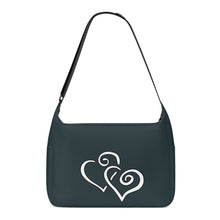 Load image into Gallery viewer, Ti Amo I love you - Exclusive Brand - Black Blue - Double White Heart - Journey Computer Shoulder Bag
