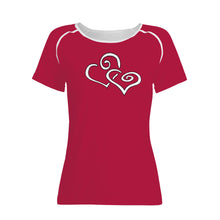 Load image into Gallery viewer, TI Amo I love you - Exclusive Brand - Cardinal - Double White Heart - Women&#39;s T shirt - Sizes XS-2XL
