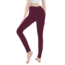 Load image into Gallery viewer, Ti Amo I love you - Exclusive Brand  - Wine Berry - White Daisy -  Yoga Leggings
