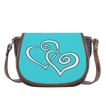 Load image into Gallery viewer, Ti Amo I love you - Exclusive Brand - Picton Blue - Double White Heart - Saddle Bag
