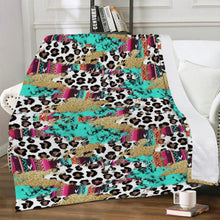 Load image into Gallery viewer, Ti Amo I love you - Exclusive Brand - White with Kabul Leopard Spots &amp; Puerto Rico &amp; Medium Red Violet Accents - Micro Fleece Blankets
