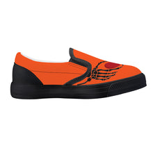 Load image into Gallery viewer, Ti Amo I love you - Exclusive Brand - Orange - Skeleton Hands with Heart - Kids Slip-on shoes - Black Soles
