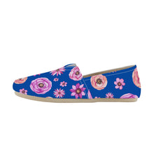 Load image into Gallery viewer, Ti Amo I love you  - Exclusive Brand  - Cobalt Blue with Flowers - Casual Flat Driving Shoe
