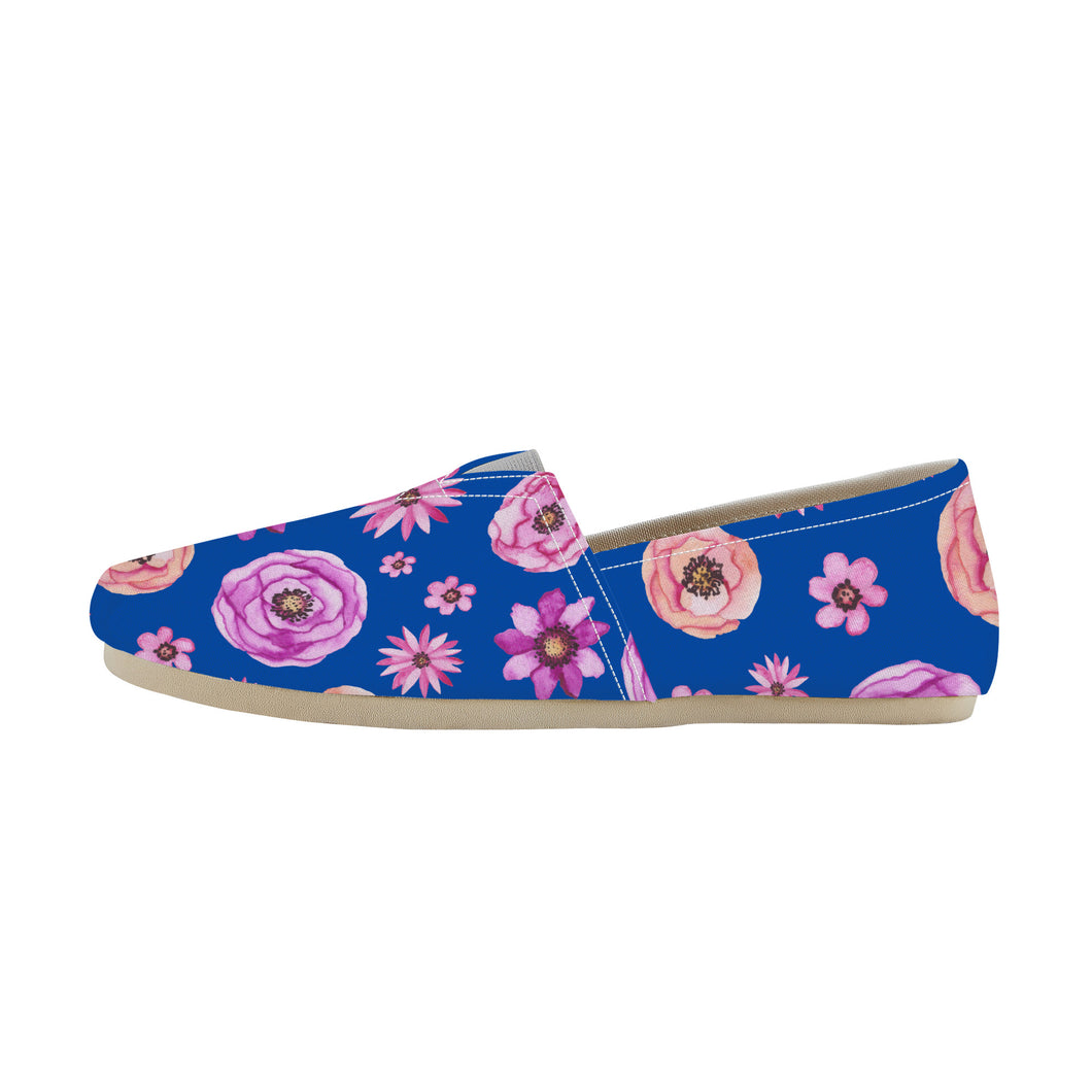 Ti Amo I love you  - Exclusive Brand  - Cobalt Blue with Flowers - Casual Flat Driving Shoe