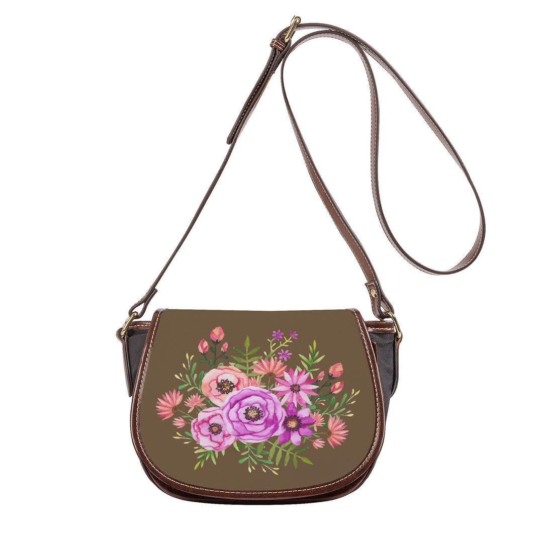 Ti Amo I love you - Exclusive Brand - Boy Red Brown - Floral Bouquet - Saddle Bag