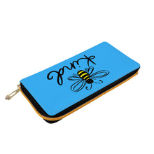 Load image into Gallery viewer, Ti Amo I love you - Exclusive Brand  - Medium Cyan Blue- Bee Kind - Zipper Purse Clutch Bag
