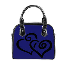 Load image into Gallery viewer, Ti Amo I love you - Exclusive Brand - Midnight Blue - Double Black Heart -  Shoulder Handbag
