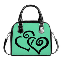 Load image into Gallery viewer, Ti Amo I love you - Exclusive Brand - Medium Aquamarine - Double Black Heart -  Shoulder Handbag
