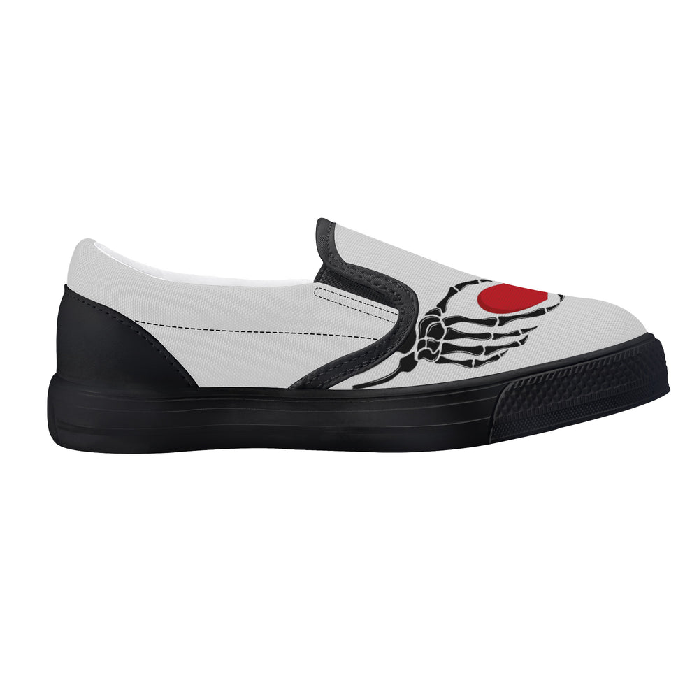 Ti Amo I love you - Exclusive Brand  - Alto Gray - Skeleton Hands with Heart  - Kids Slip-on shoes - Black Soles