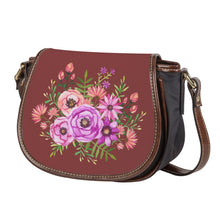 Load image into Gallery viewer, Ti Amo I love you - Exclusive Brand - Gordovan Brown - Floral Bouquet - Saddle Bag
