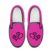 Load image into Gallery viewer, Ti Amo I love you - Exclusive Brand - Frostbite - Double Black Heart - Kids Slip-on shoes - Black Soles
