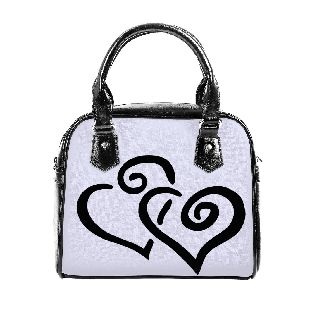 Ti Amo I love you - Exclusive Brand - Digital Lavender - Double Black Heart -  Shoulder Handbag