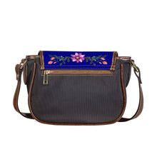 Load image into Gallery viewer, Ti Amo I love you - Exclusive Brand - Dark Blue 2 - Floral Bouquet - Saddle Bag
